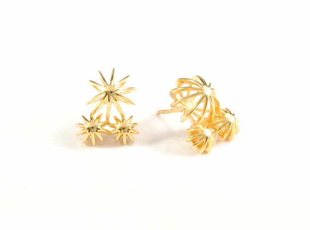 Sea ​​Urchin Earring Triple in 18k Gold Plated Brass