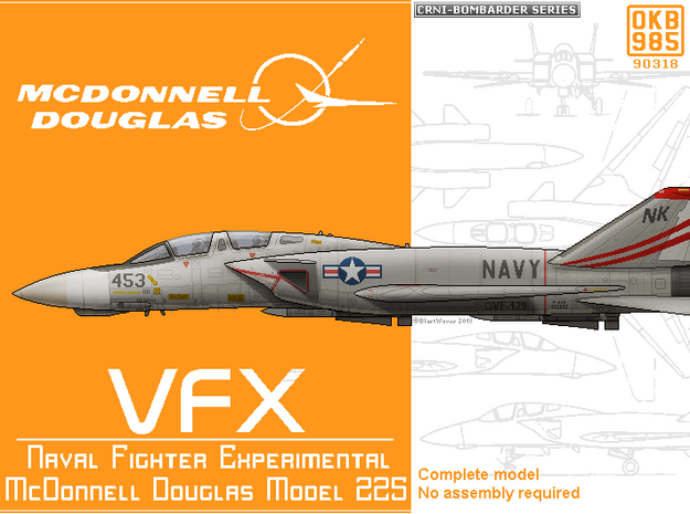 McDonnell Douglas Model 225A VFX in Black Natural Versatile Plastic: 1:200