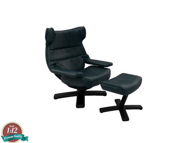 Miniature Re-vive Wing Back Chair - Natuzzi in White Natural Versatile Plastic: 1:12