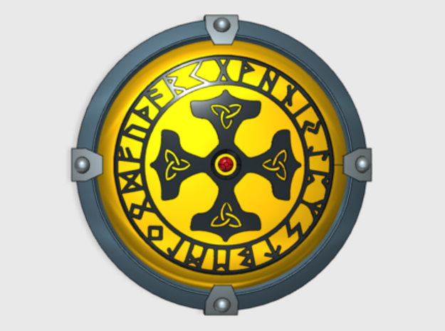 Hammer Runes - Round Power Shields (L&R) in Tan Fine Detail Plastic: Small