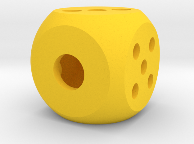 die hollow interior balanced rounded edges in Yellow Processed Versatile Plastic: Medium