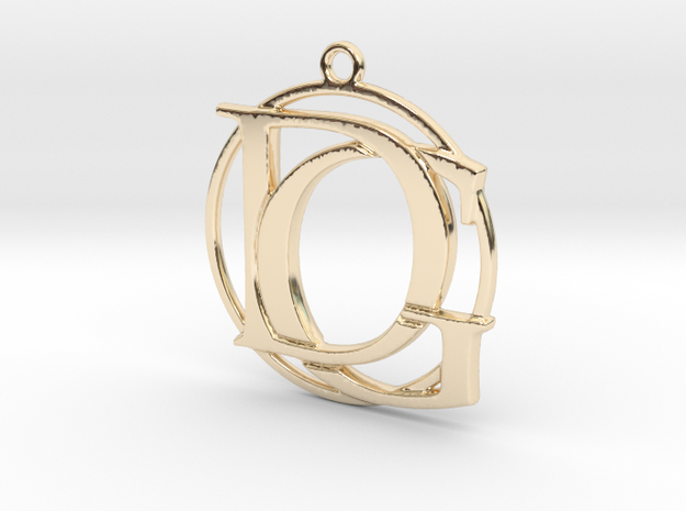 Initials D&G and circle monogram in 14k Gold Plated Brass
