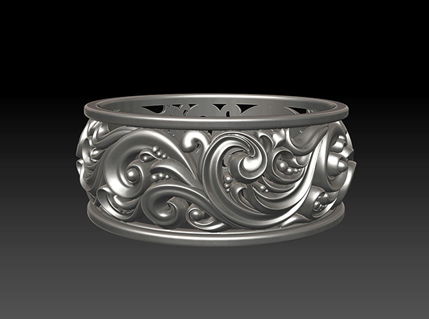 Ornament ring 2 in Polished Silver: 7 / 54