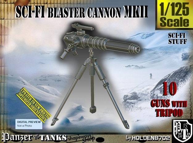1/125 Sci-Fi Blaster Cannon MkII Set001 in Tan Fine Detail Plastic