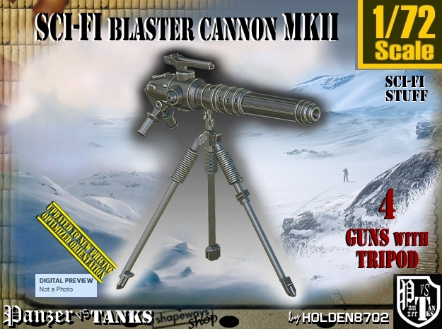 1/72 Sci-Fi Blaster Cannon MkII Set001 in Tan Fine Detail Plastic