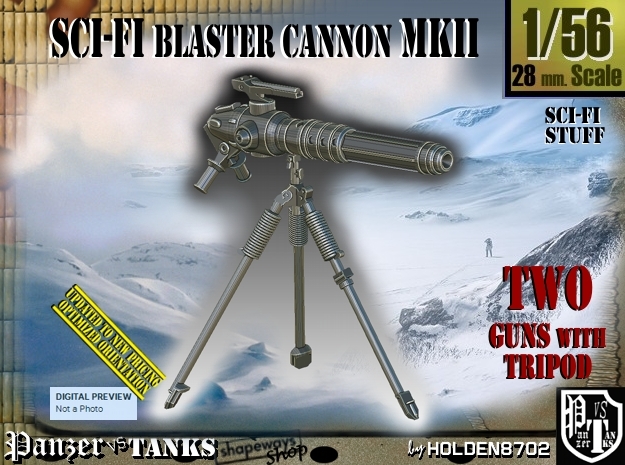 1/56 Sci-Fi Blaster Cannon MkII Set001 in Tan Fine Detail Plastic