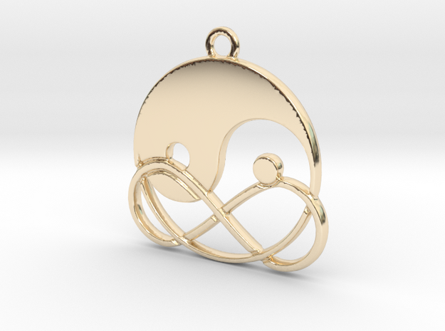 Yin-Yang and infinite intertwined in 14k Gold Plated Brass