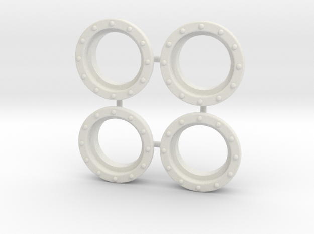 4 Portholes (1" or 26mm outside diameter) in White Natural Versatile Plastic