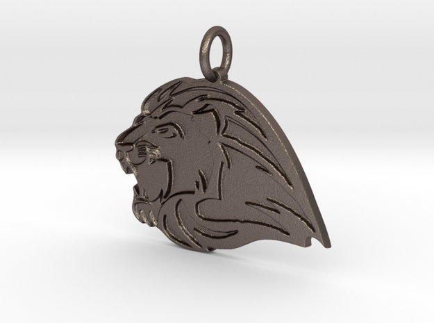 Lion Mascot Pendant in Polished Bronzed-Silver Steel