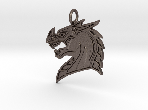 Dragons Mascot Pendant in Polished Bronzed-Silver Steel
