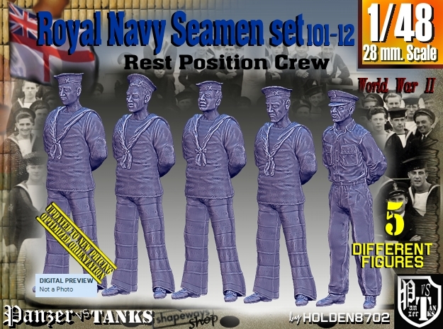 1/48 RN Seamen Rest Set101-12 in Tan Fine Detail Plastic
