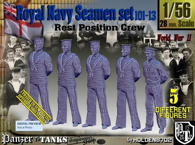1/56 RN Seamen Rest Set101-13 in Tan Fine Detail Plastic