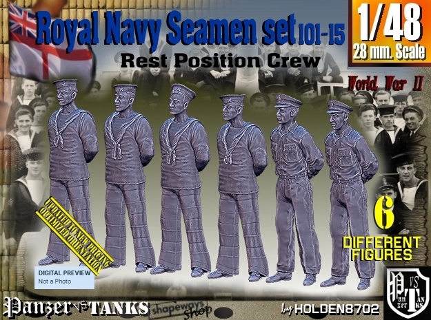 1/48 RN Seamen Rest Set101-15 in Tan Fine Detail Plastic