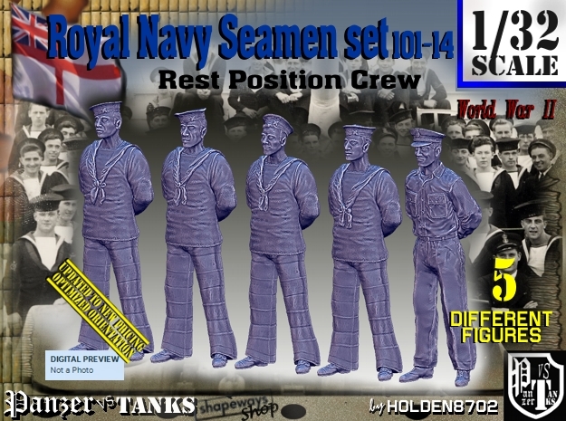 1/32 RN Seamen Rest Set101-14 in Tan Fine Detail Plastic