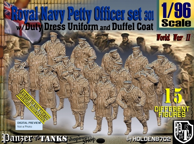 1-96 Royal Navy DC Petty Officers Set301 in Tan Fine Detail Plastic