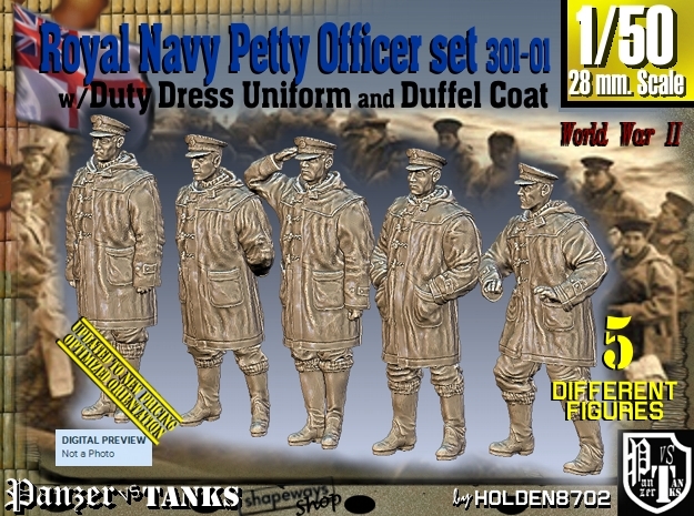 1/50 Royal Navy DC Petty OffIcer Set301-01 in Tan Fine Detail Plastic