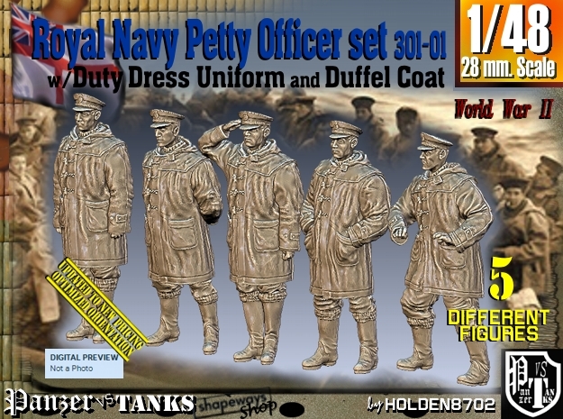 1/48 Royal Navy DC Petty OffIcer Set301-01 in Tan Fine Detail Plastic