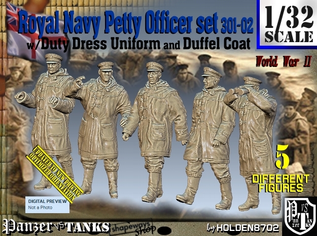 1/32 Royal Navy DC Petty OffIcer Set301-02 in Tan Fine Detail Plastic