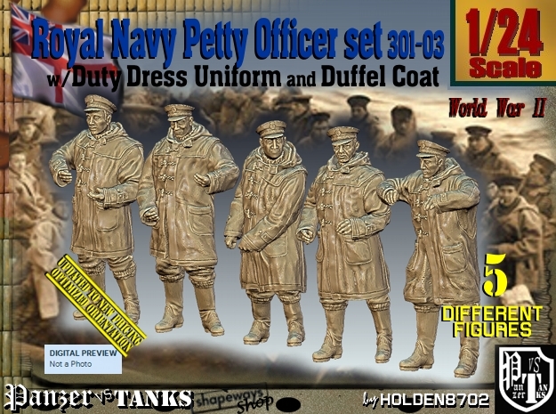 1/24 Royal Navy DC Petty OffIcer Set301-03 in White Natural Versatile Plastic