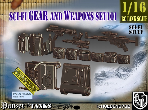 1/16 Sci-Fi Gear and weapons Set101 in Tan Fine Detail Plastic