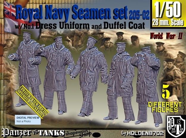 1/50 Royal Navy Seamen DC+No1 Set205-02 in Tan Fine Detail Plastic