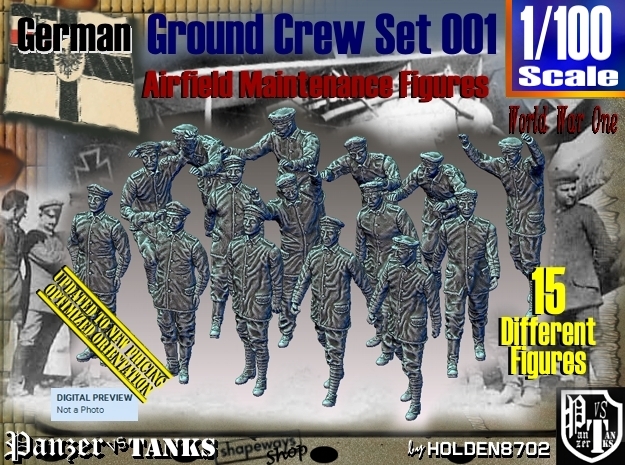 1/100 German Ground Crew Set001 in Tan Fine Detail Plastic