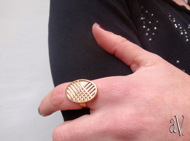 One Stripe Ring in Natural Brass: 8 / 56.75