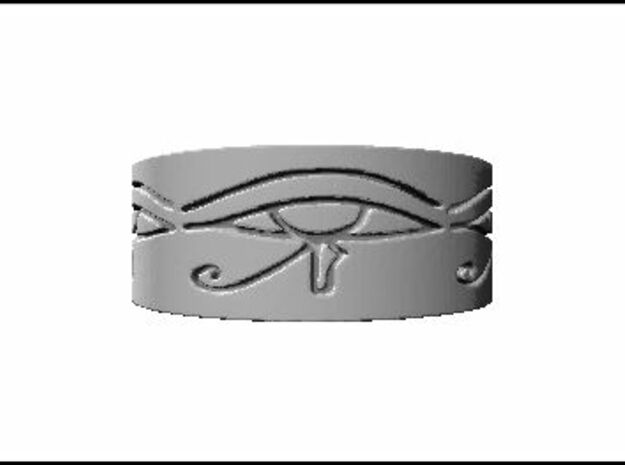 Egyptian Eye Of Horus Ring Size 6 in Polished Bronzed Silver Steel
