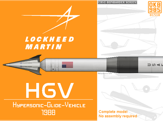 Lockheed Martin Hypersonic Boost Glide Vehicle in Black Natural Versatile Plastic