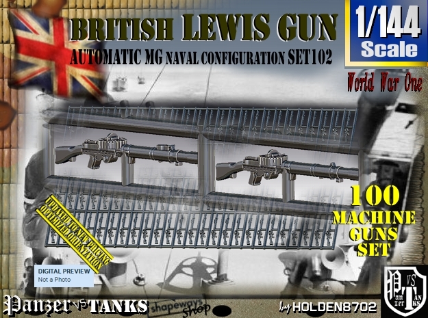 1/144 Lewis Auto Machine Gun Naval Set102 in Smoothest Fine Detail Plastic