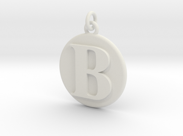 B Pendant in White Natural Versatile Plastic