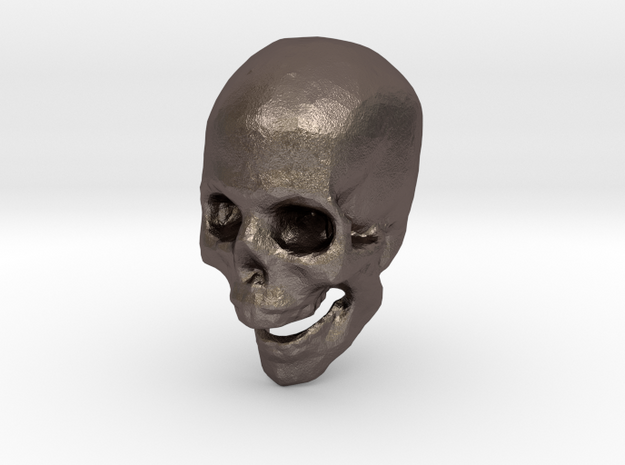 skull hollowed in Polished Bronzed-Silver Steel