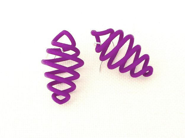 Coil - Earrings in Nylon Plastic in Purple Processed Versatile Plastic