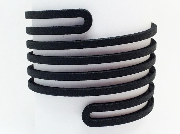 Banded Wrap Bracelet in Black Natural Versatile Plastic