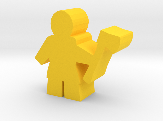 Game Piece, Worker with axe in Yellow Processed Versatile Plastic