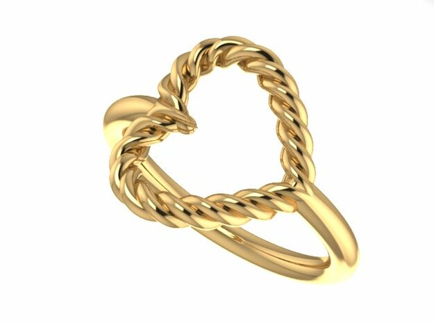 Twisted Heart Midi Ring in 14K Yellow Gold