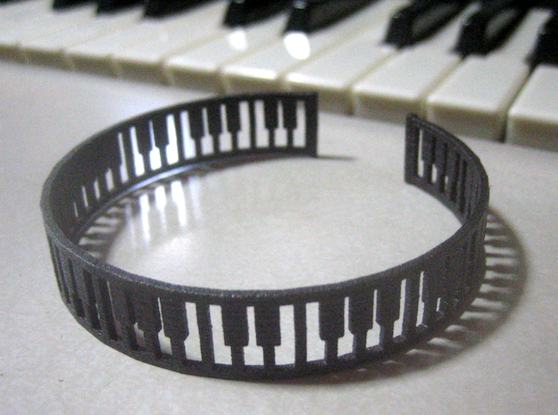 simple piano frame cuff in Matte Black Steel: Medium