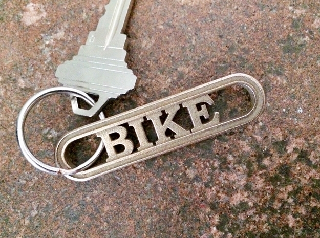 Bike Keychain - Great Gift for Cyclers in Polished Bronzed-Silver Steel