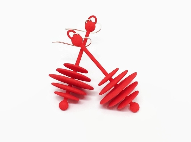 Long Mod Earrings - Bright Mod Colors in Red Processed Versatile Plastic