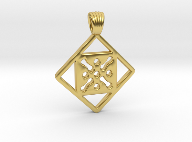 Antique square [pendant] in Polished Brass