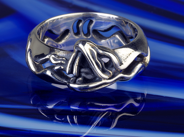 Ouroboro Jormungandr Sea Serpent Dragon Snake Ring in Antique Silver: 7 / 54