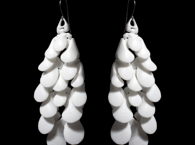 Kinematic Petals Earrings in White Natural Versatile Plastic