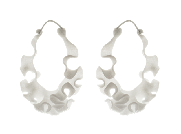 Cnidaria Earrings in White Natural Versatile Plastic