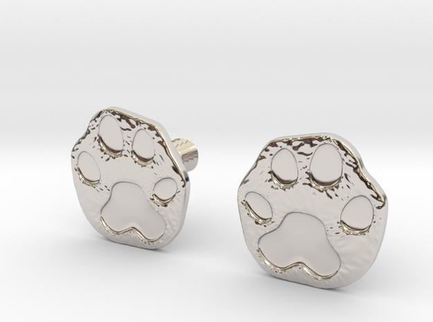 Cats Paw Earring in Rhodium Plated Brass