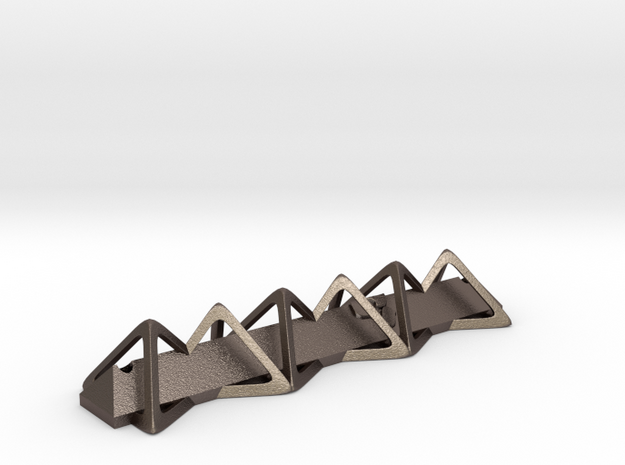Triangular Mezuzah in Polished Bronzed-Silver Steel