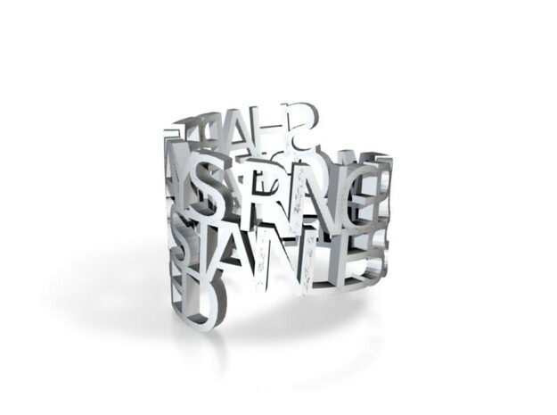 Ring Poem - Stainless steel polished in White Natural Versatile Plastic