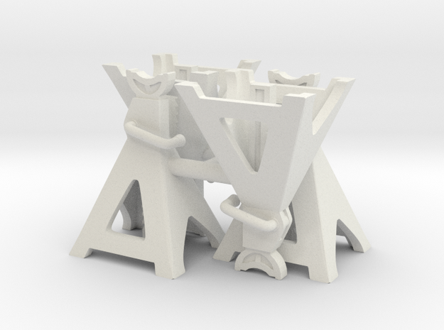1:18 Scale Jack Stands x4 (Low) in White Natural Versatile Plastic