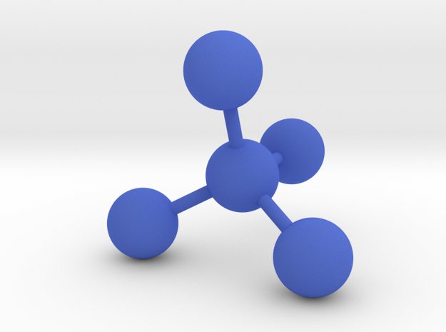 Tetrahedral Molecule Bookend in Blue Processed Versatile Plastic
