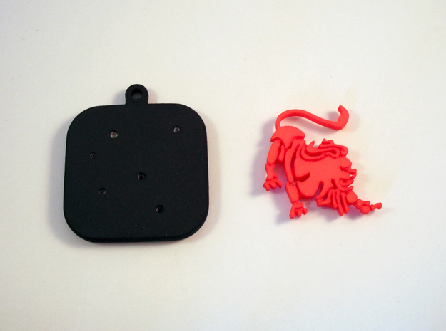 Base for "Keychain Zodiac Lion" (two color) in Black Natural Versatile Plastic