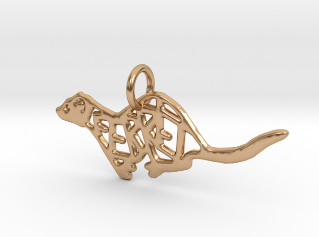 Small ferret pendant - precious in Polished Bronze